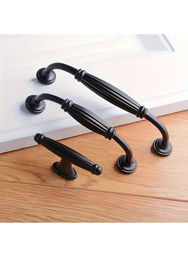 10pcs Black Metal Cabinet Handles 9.6cm Hole Spacing Polished Finish Easy Install - Image 2